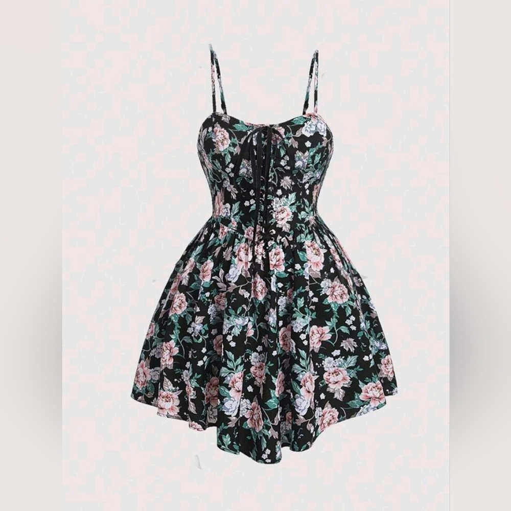 Floral print front tie mini